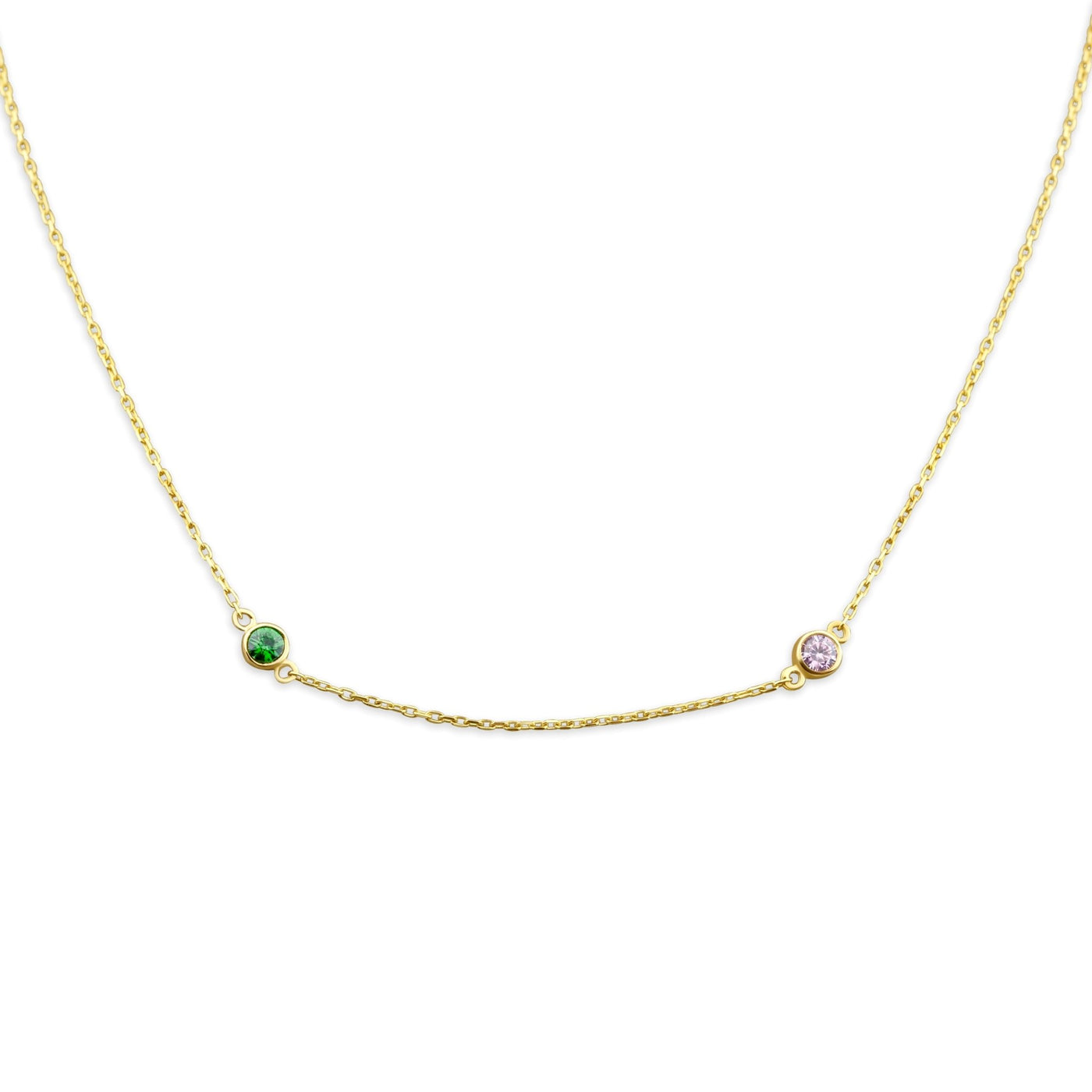 Birthstone Necklace: 2 stones - Olivia for Kids